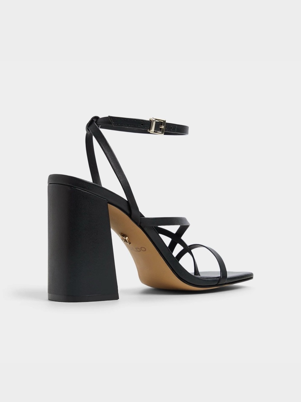 Black Strappy Block Heel Sandals